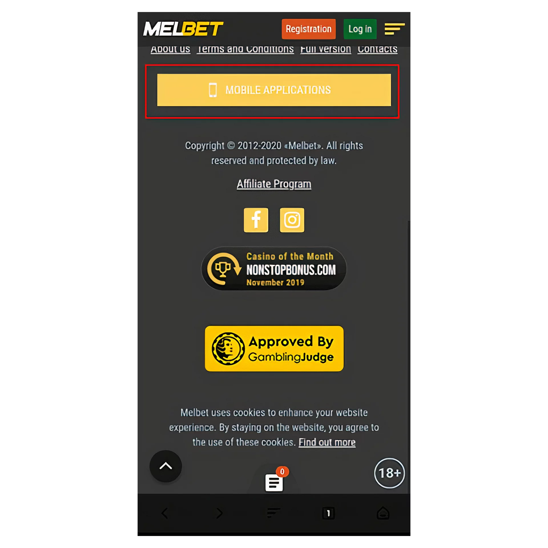 There are two versions of the Melbet app available to you.