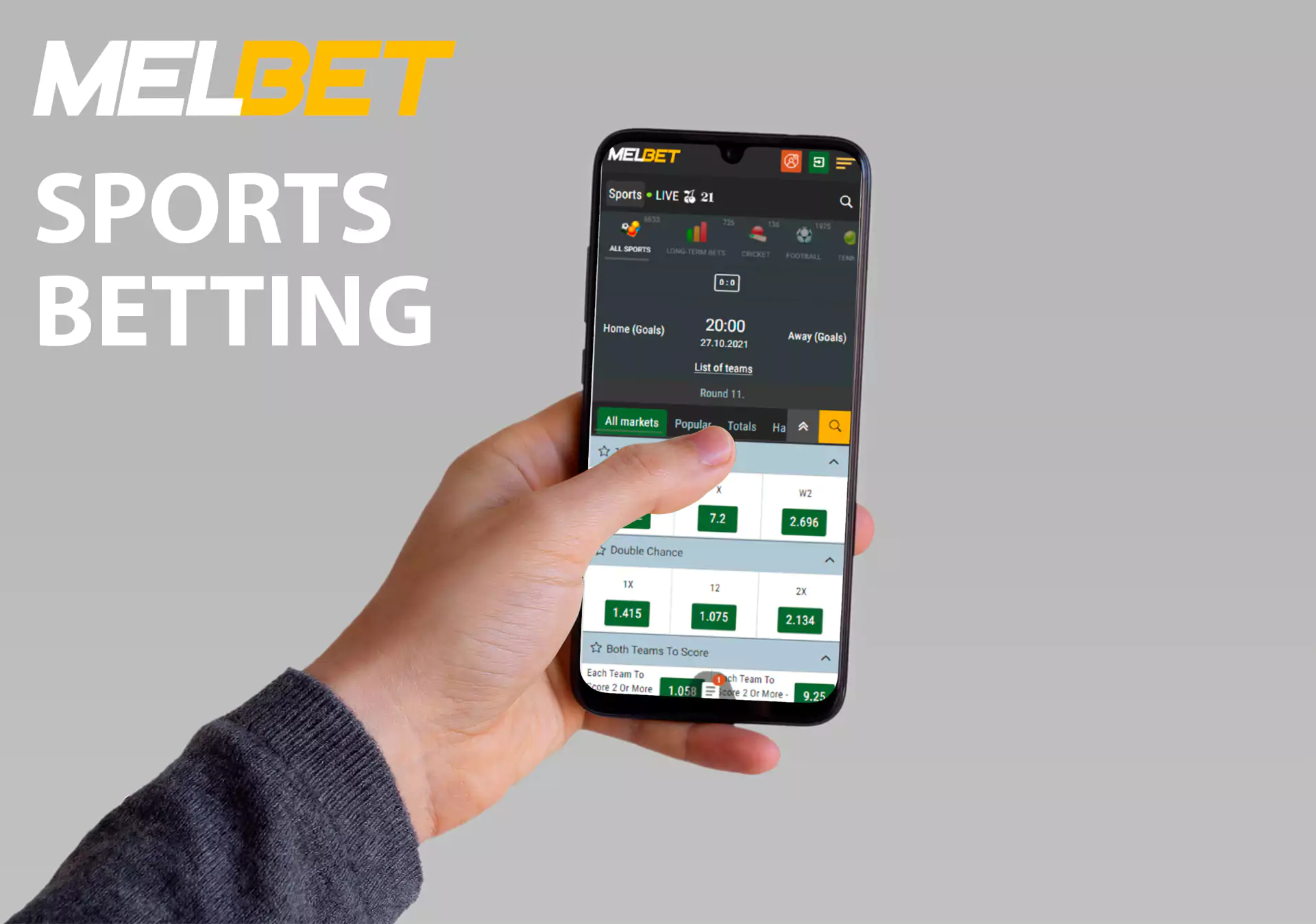 You'll find all the most popular sports disciplines in the Melbet app.