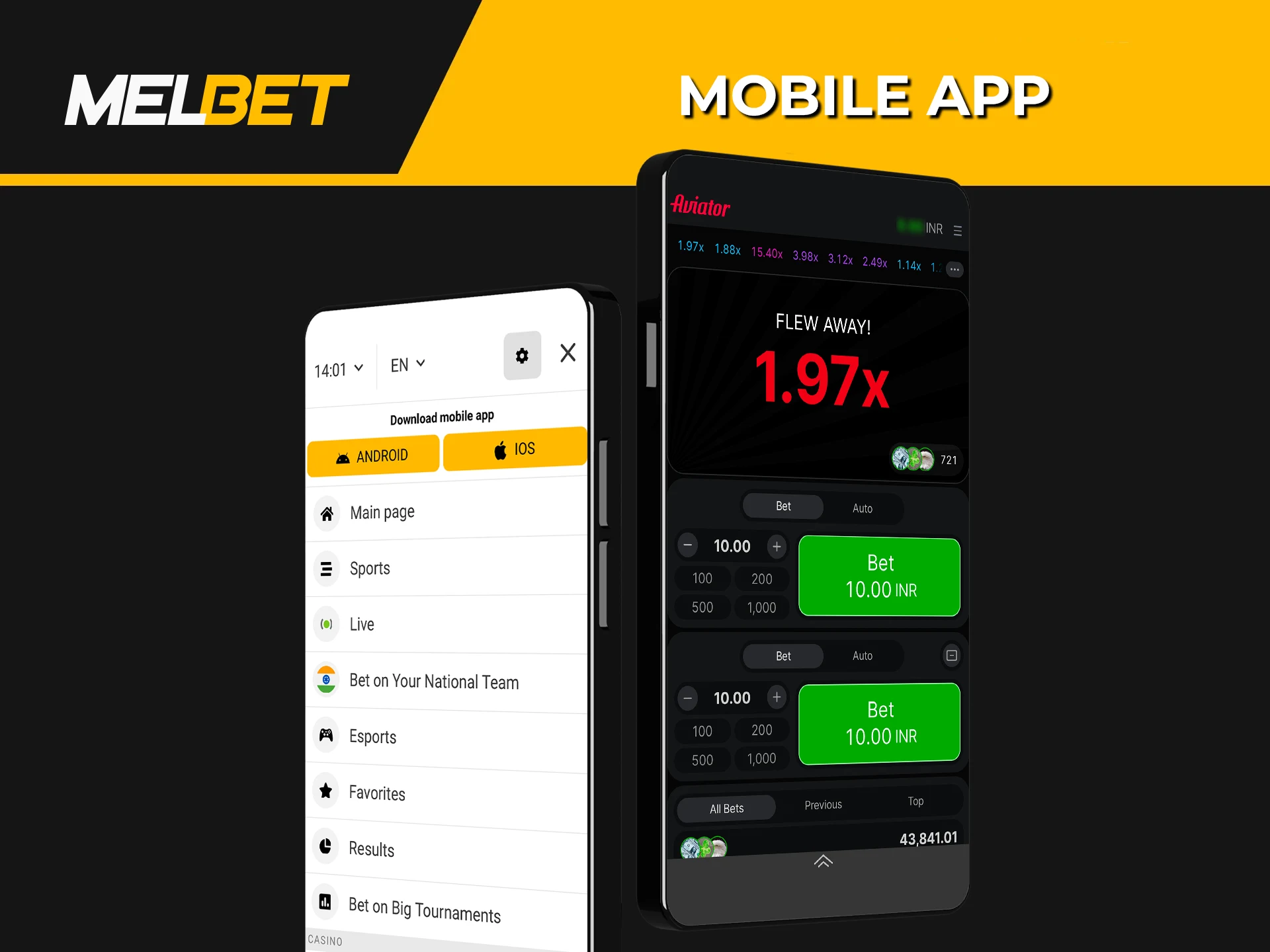 Download the Melbet app for faster access to the Aviator game.
