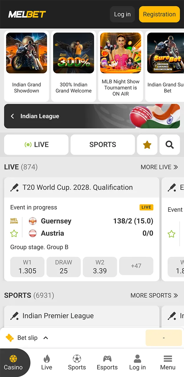 To place a bet on the Melbet website, you must first register an account.