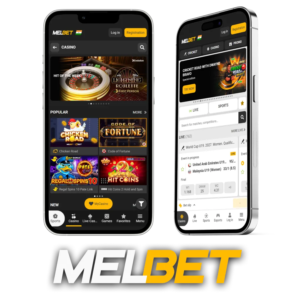 Download the Melbet app, which offers casino games and sports betting.
