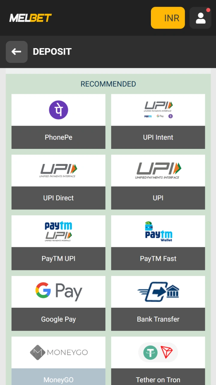 Top up your Melbet account using one of the popular local payment systems.