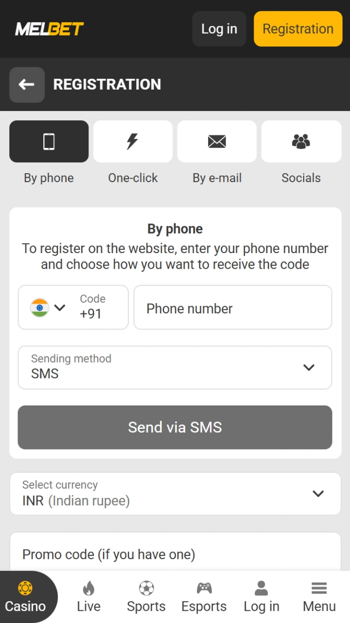 Melbet's intuitive interface allows you to easily complete the account creation process.