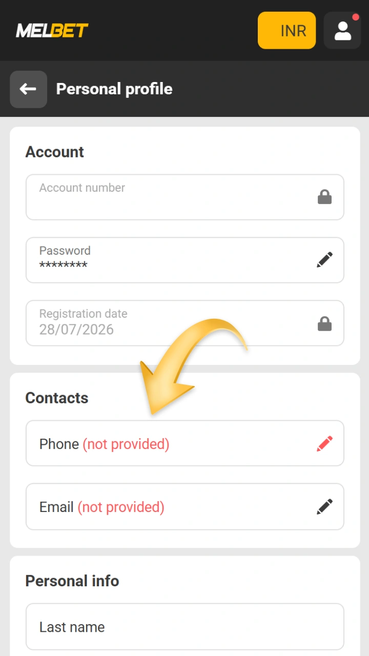 Go to the profile settings on the Melbet website to update your contact and personal details.