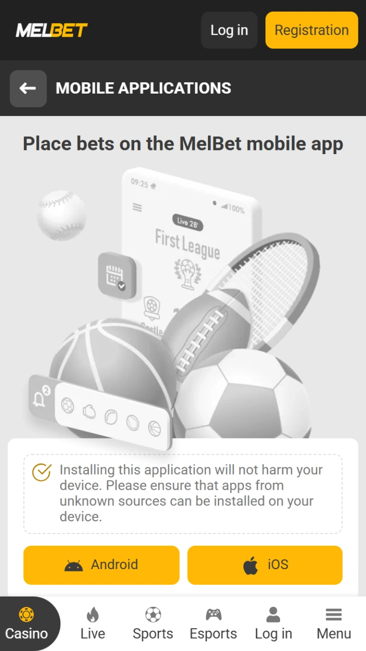 Visit the Melbet page to quickly download apps for Android and iOS devices.