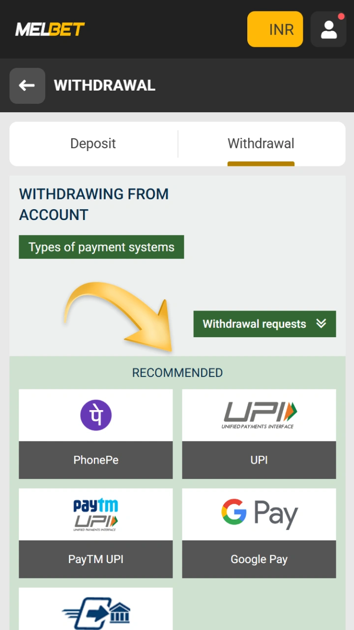Choose one of the reliable payment methods on Melbet to withdraw funds.